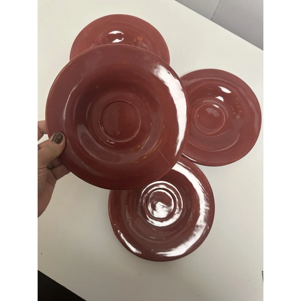 Pottery‎ Barn Sausalito Small Side Plate Lot of 4 burgundy 7.25